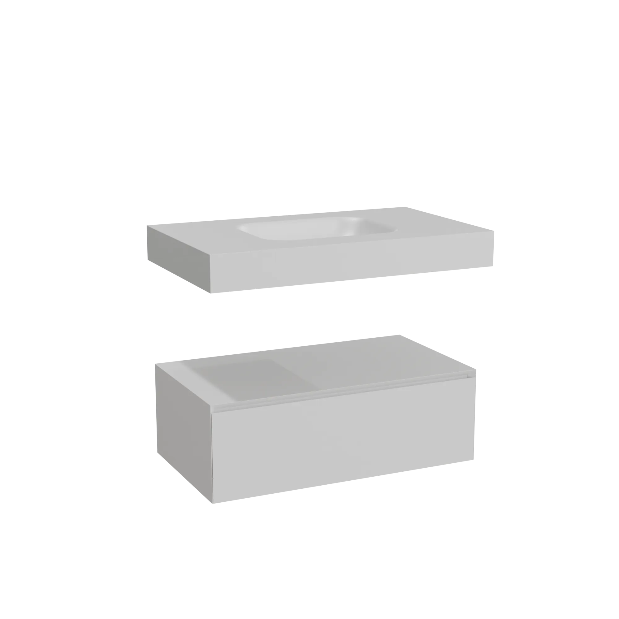Balmani Mitra Elements meuble salle de bains suspendu 90 x 55 cm blanc mat avec Arcato plan simple en solid surface blanc mat