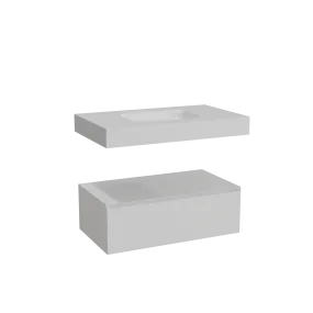 Balmani Mitra Elements meuble salle de bains suspendu 90 x 55 cm blanc mat avec Arcato plan simple en solid surface blanc mat