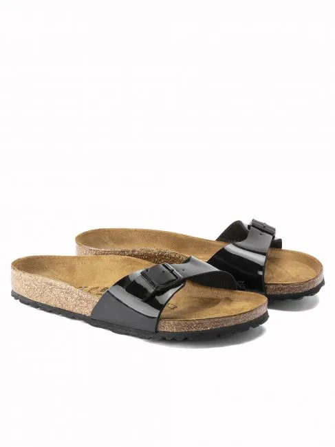 Birkenstock Madrid Sandale En Cuir Verni Noir - Achetez À Prix Outlet!