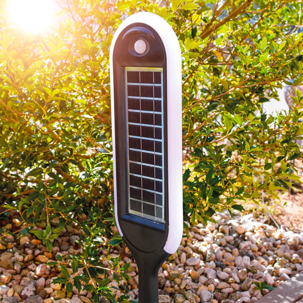 Borne solaire avec détecteur et double module solaire sail 5w blanc chaud