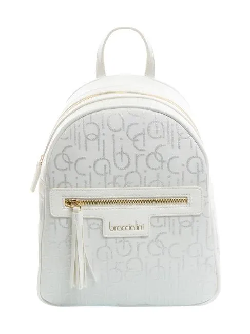 Braccialini Font Sac À Dos Jacquard Blanc - Achetez À Prix Outlet!