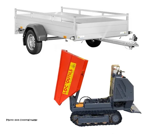Brouette sur chenilles diesel max:800kg avec remorque