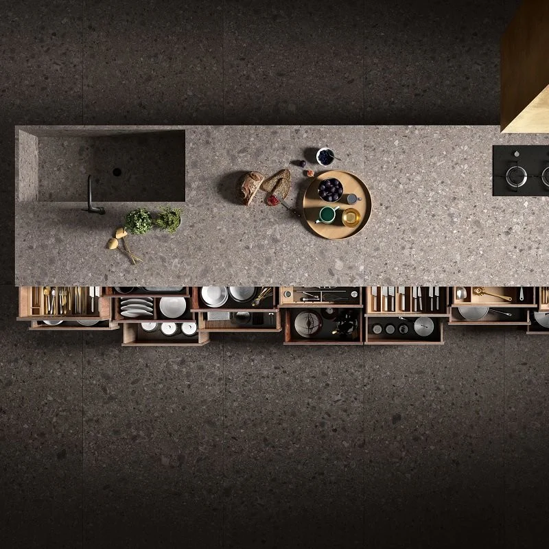 Carrelage gris clair grand format 120 x 260 cm