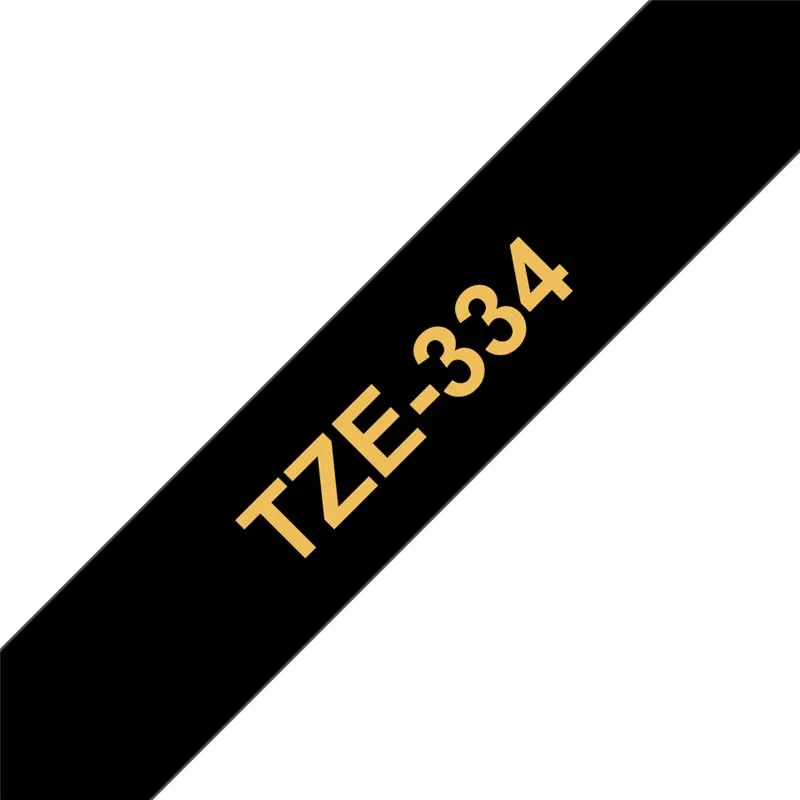 Cassette Brother TZE-334 - 12 mm - or / noir