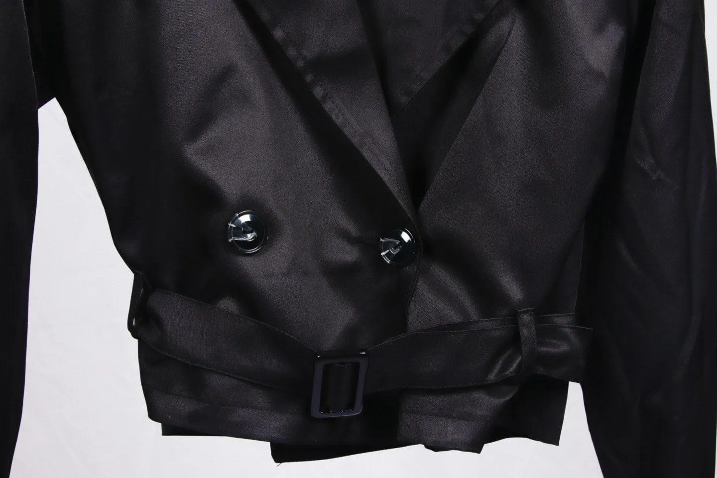 CROPPED TRENCH-COAT NOIR