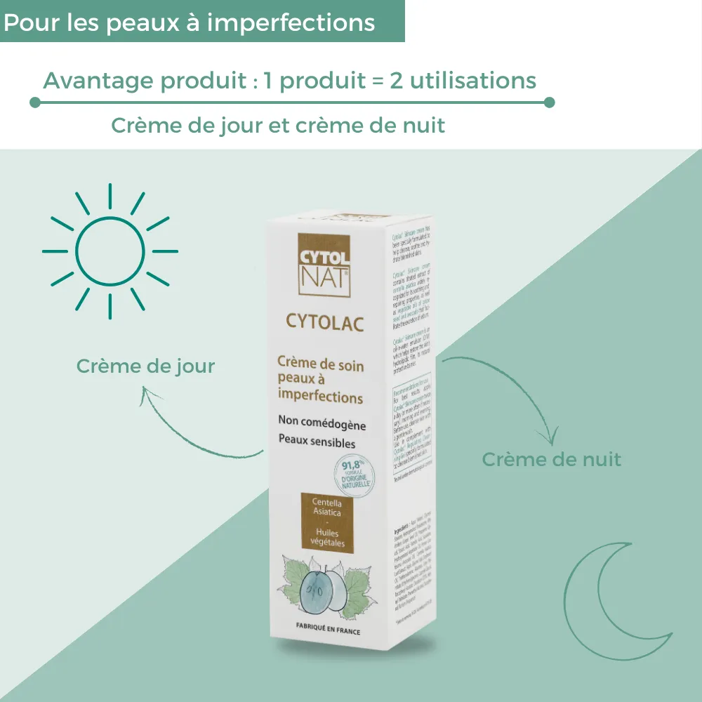 CYTOLAC - Crème de Soin - Visage - Peaux à Imperfections, 50ml | Cytolnat  - Parapharmacie Boticinal