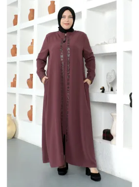 Dusty Rose - Crew neck - Unlined - Plus Size Abaya