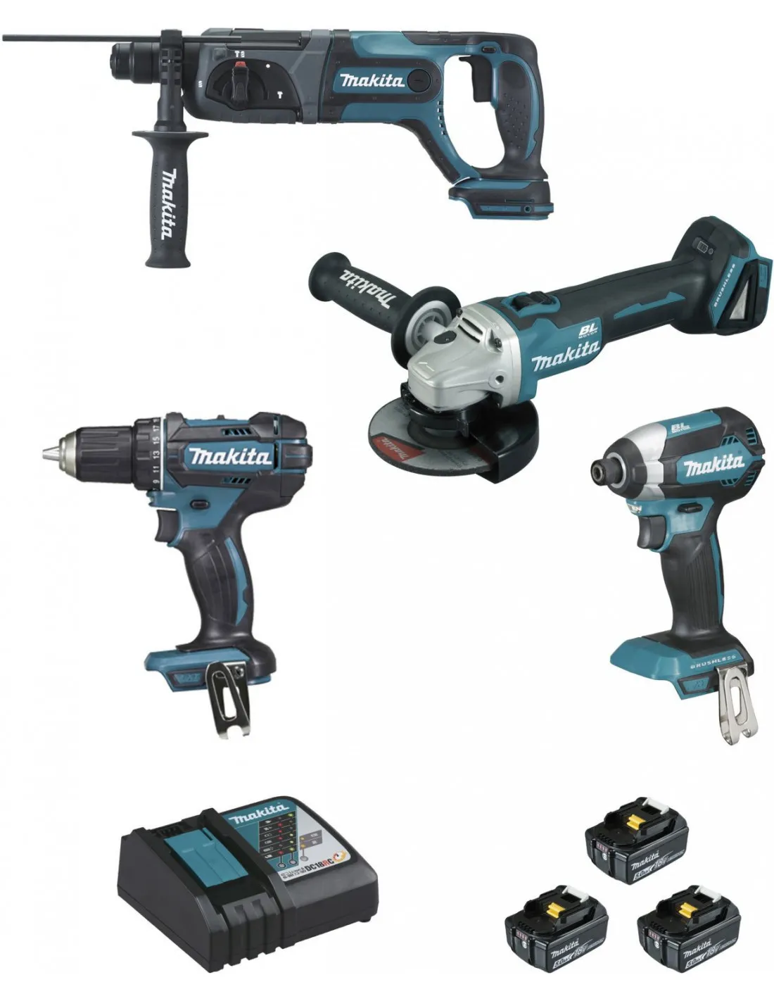 ensemble de 4 machines 18 v li-ion 5 ah (dga504 + ddf482 + dhr241 +dtd153) - TRV_3131678