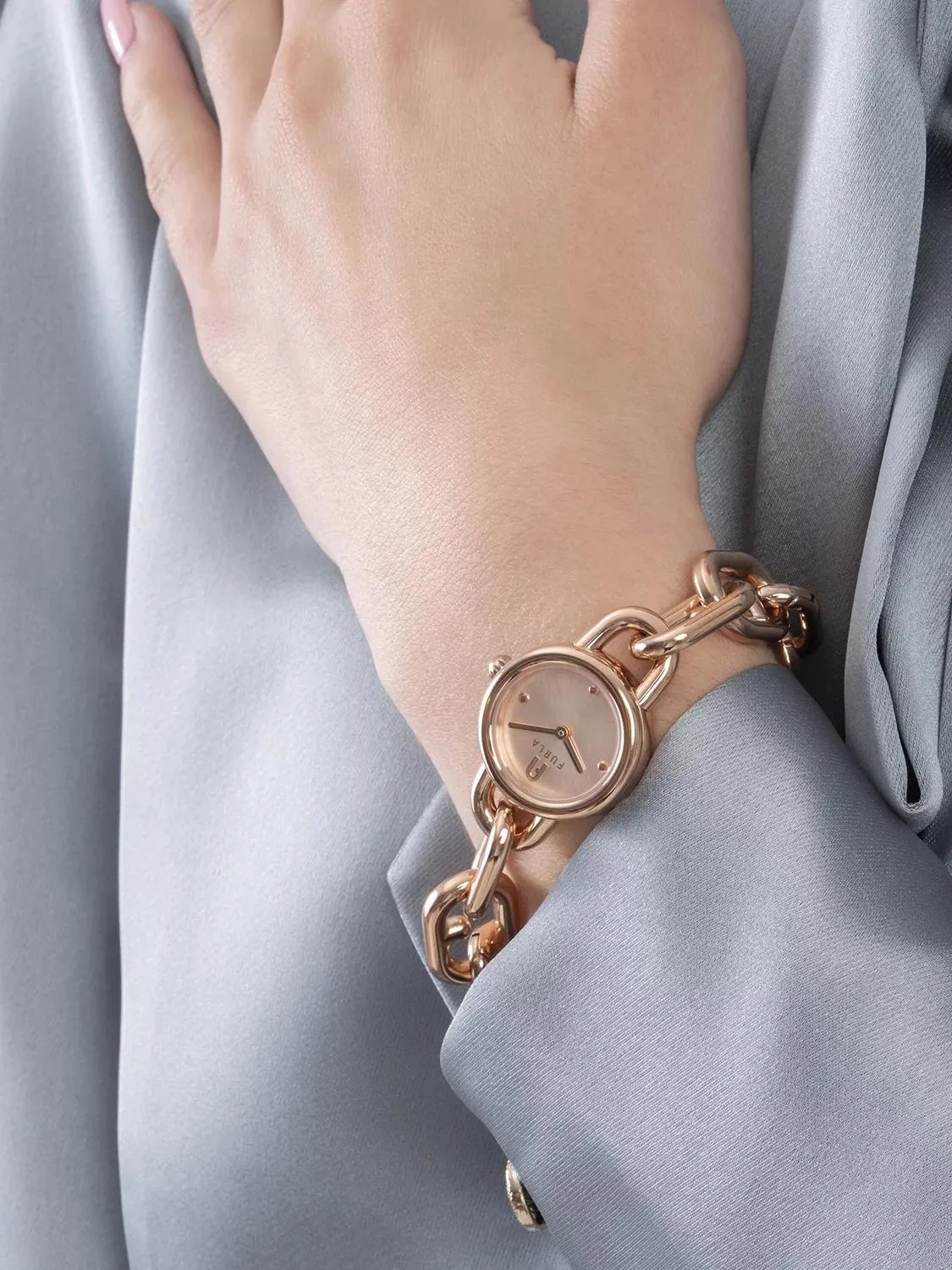 Furla Chain Montre Uniquement L'heure Rose - Achetez À Prix Outlet!
