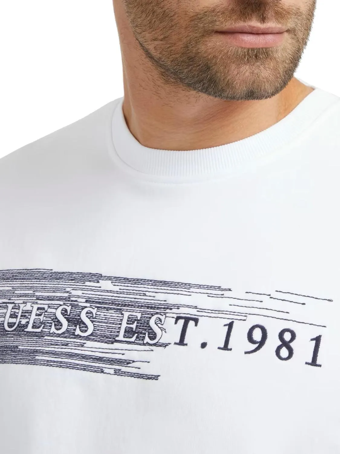 Guess Beau Sweat-Shirt À Col Rond Blanc Pur - Achetez À Prix Outlet!