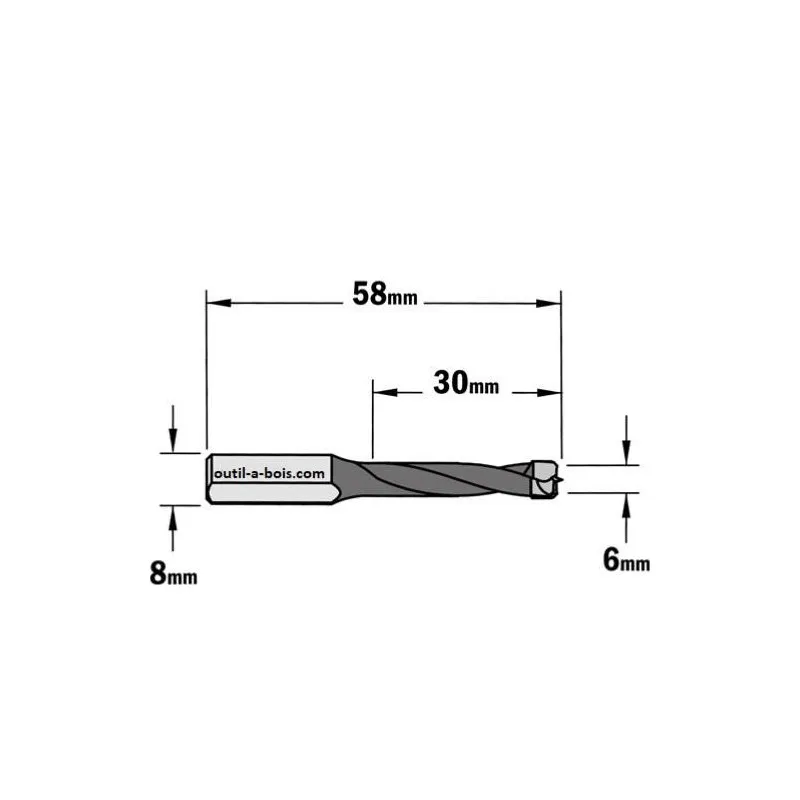Mèche cylindrique pour machines Mafell® modele DDF40 diamètre 6 mm