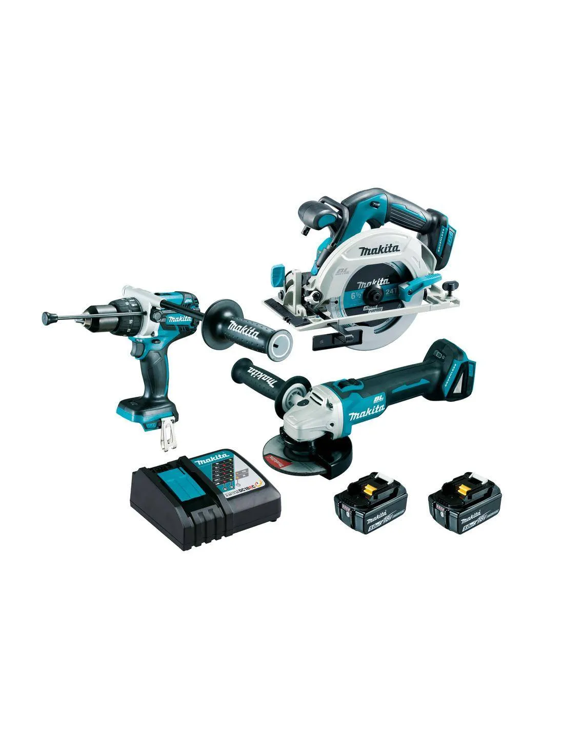 Pack 3 machines 18V 5AH (DHP481 + DGA506 + DHS680) | DLX3095PTJ - Makita
