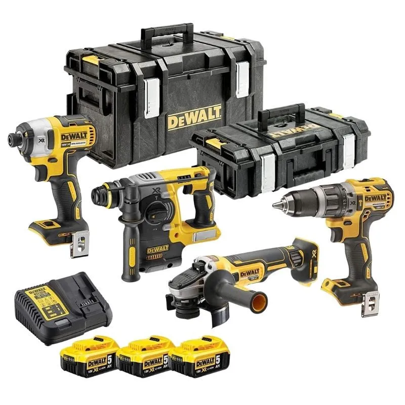 Pack 4 machines DEWALT DCK422P3 : perceuse (DCD796), visseuse à choc (DCF887), perforateur (DCH273) et meuleuse 125mm (DCG405) a