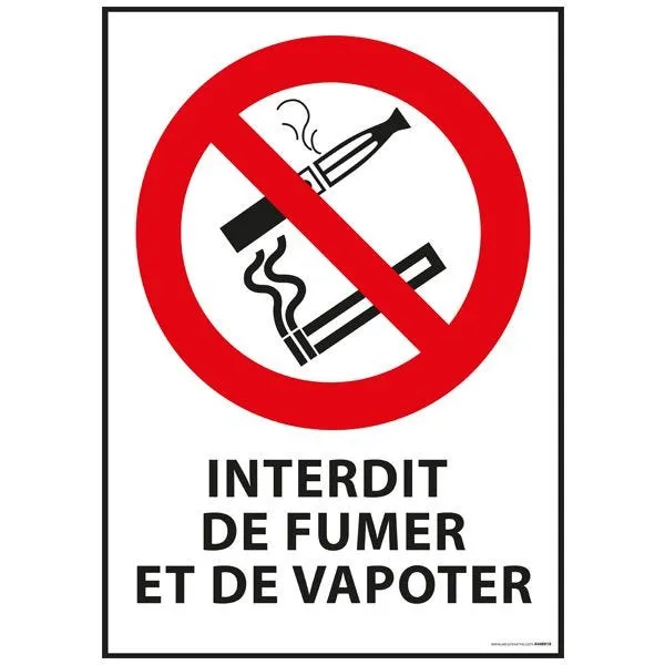 Panneau 'interdiction de fumer et vapoter' - a5