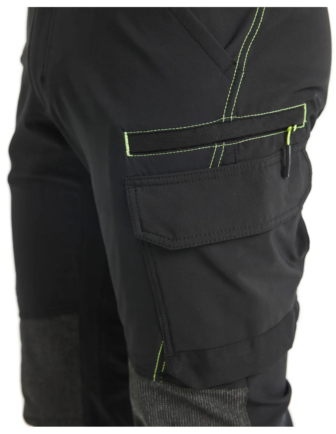 Pantalon maintenance stretch 4D Noir/Jaune fluo | 142216459933 - Blaklader