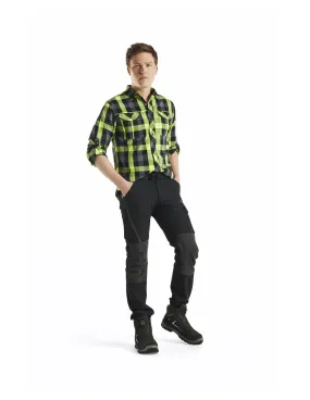 Pantalon maintenance stretch 4D Noir/Jaune fluo | 142216459933 - Blaklader