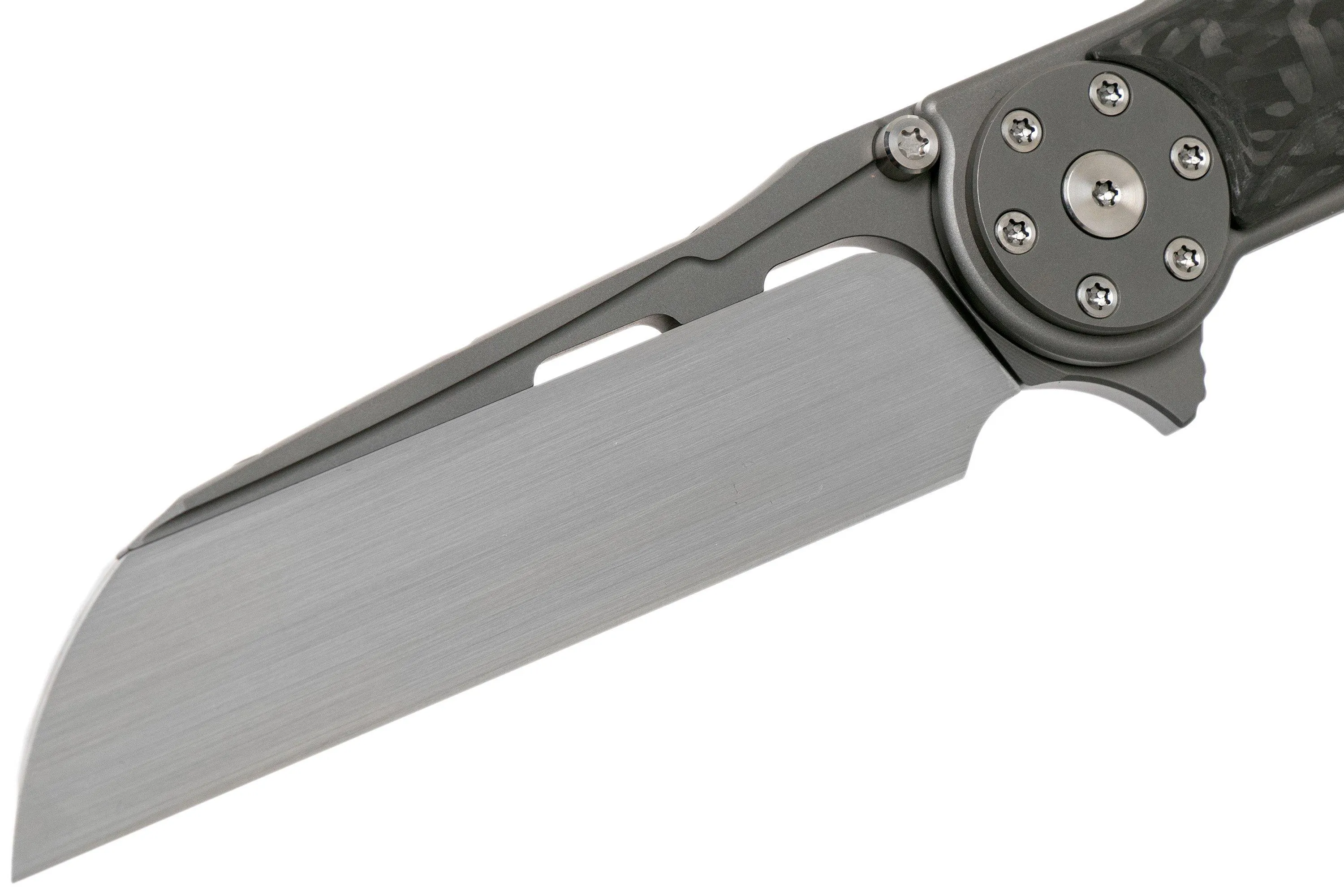 Reate JACK 2.0 Carbonfiber Grey, M390 Handrubbed couteau de poche avec peigne