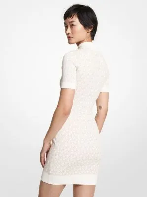 Robe à col cheminée en jacquard à logo