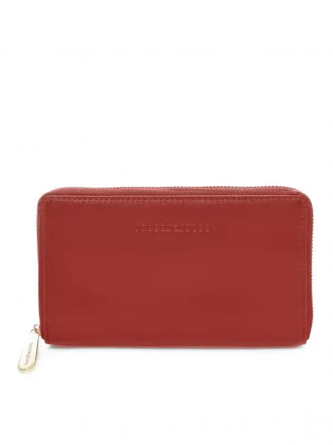 Roccobarocco Portafoglio Grande Zip Around In Pelle  Rouge - Achetez À Prix Outlet!