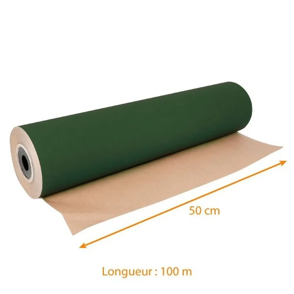 Rouleau papier cadeau kraft vert foncé 0,50x100m à l'unité