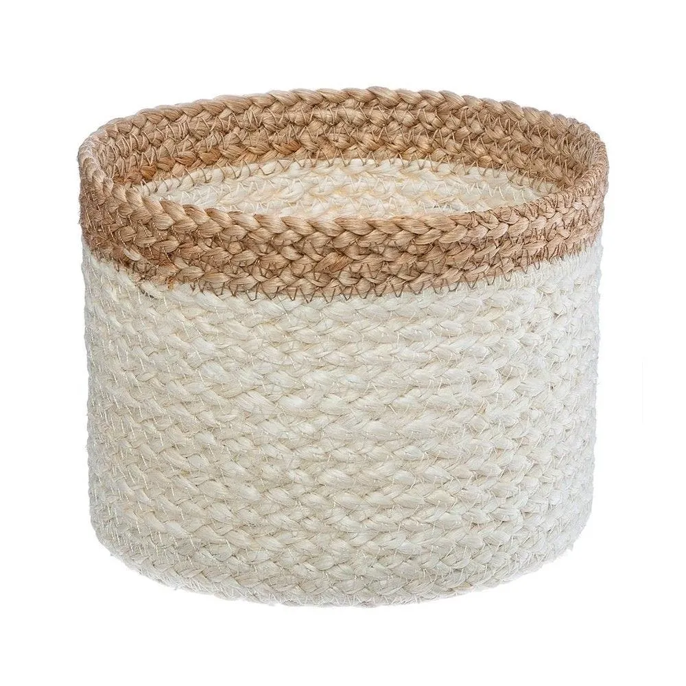 Set de 3 paniers de rangement en jute naturel et blanc