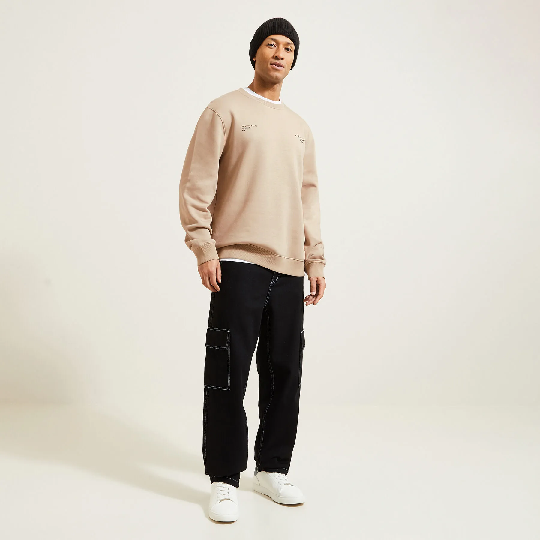 Sweat col rond imprimé Beige | Jules