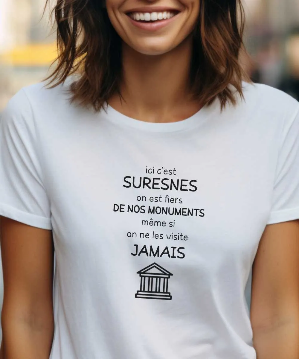T-Shirt Ici c'est Suresnes on est fiers de nos monuments même si on ne les visite jamais