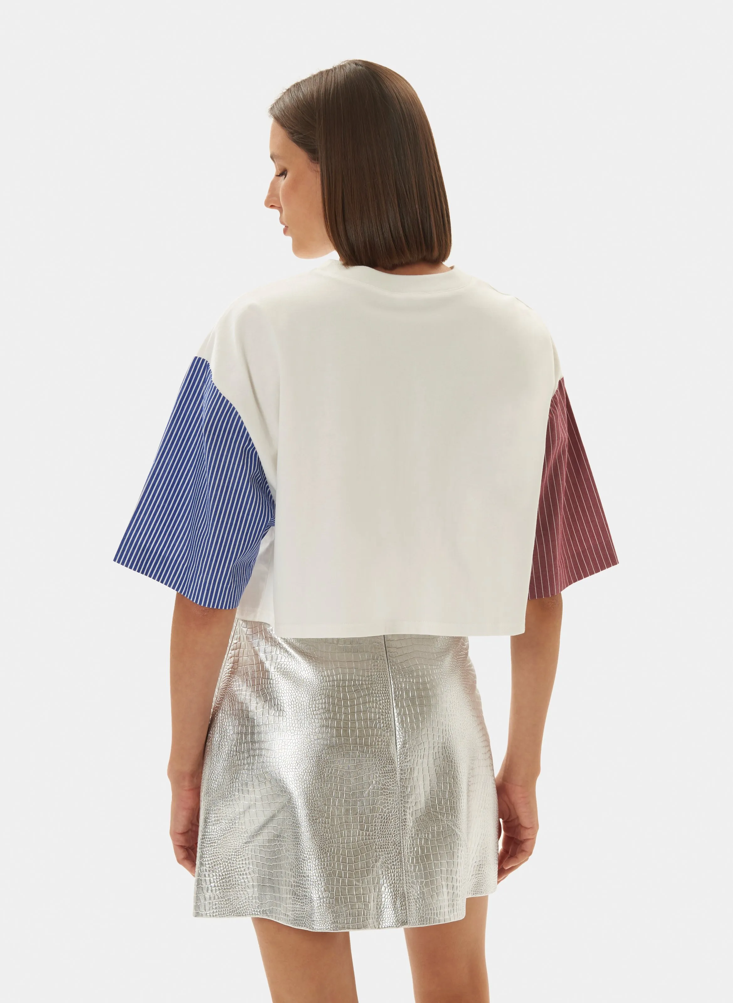 TARA JARMON  T-shirt oversized  courte courtes rond - taban - Blanc