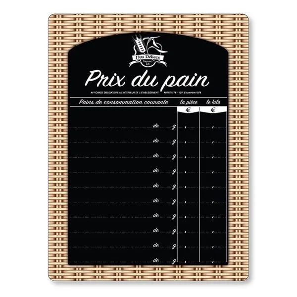 Tarif prix du pain rotin 15 x 20 cm