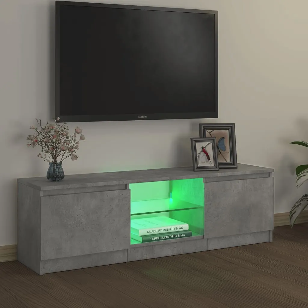 vidaXL Meuble TV avec lumières LED gris béton 120x30x35,5 cm 